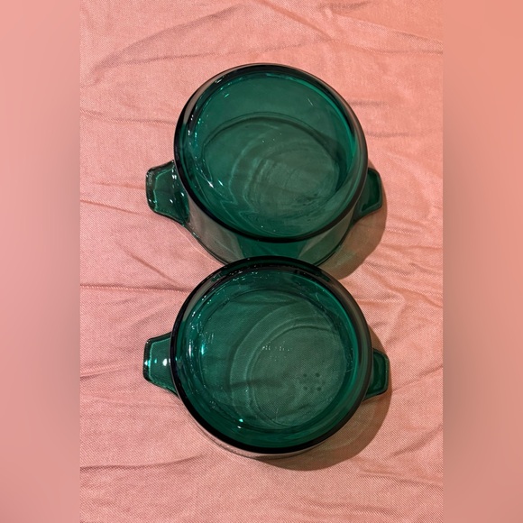 Vintage Libbey Forte Crisa Mexico Emerald Green Handles Small Casserole Dishes - Picture 4 of 10
